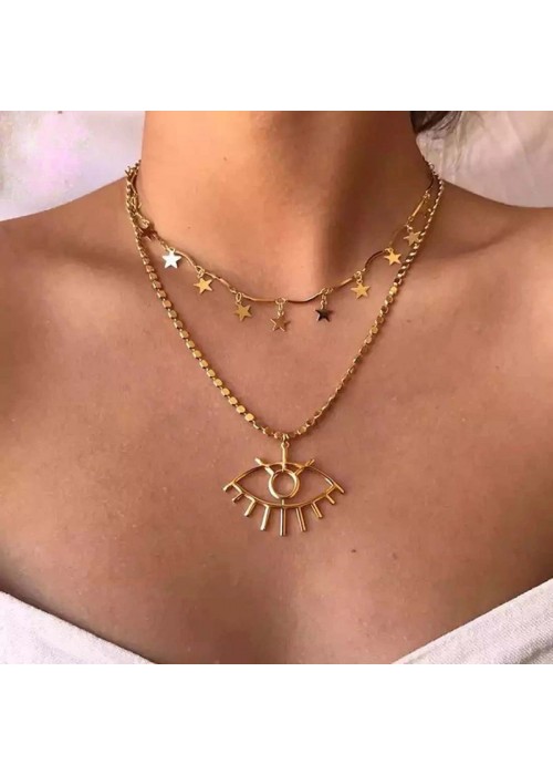 Jewels Galaxy Wonderful Eyes Design Gold Plated Necklace For Women/Girls 44168