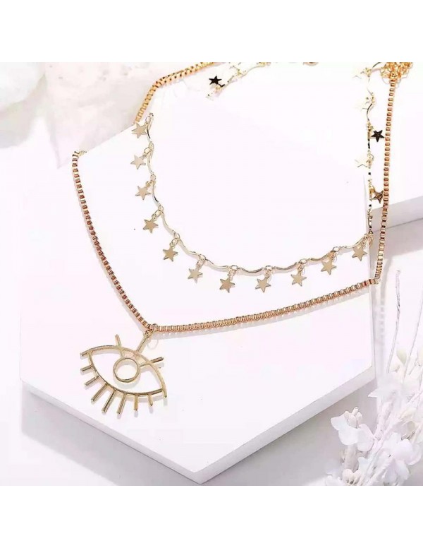 Jewels Galaxy Wonderful Eyes Design Gold Plated Necklace For Women/Girls 44168