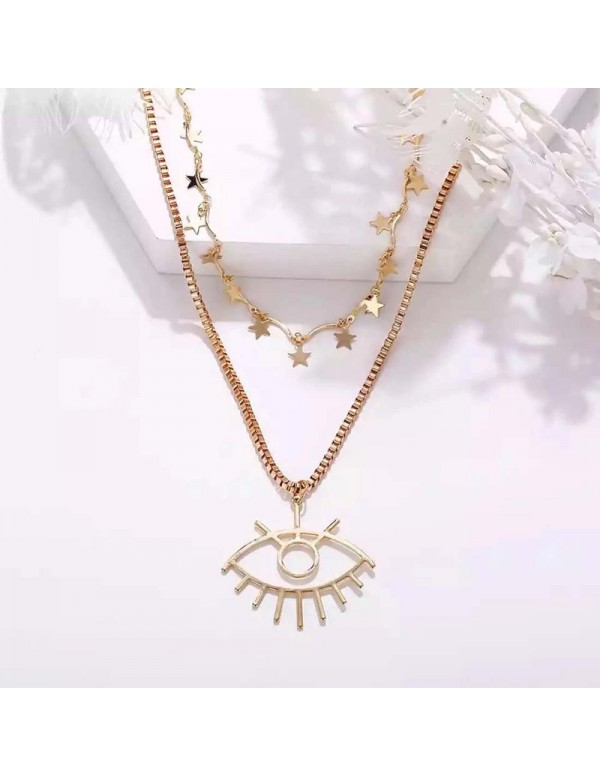 Jewels Galaxy Wonderful Eyes Design Gold Plated Necklace For Women/Girls 44168