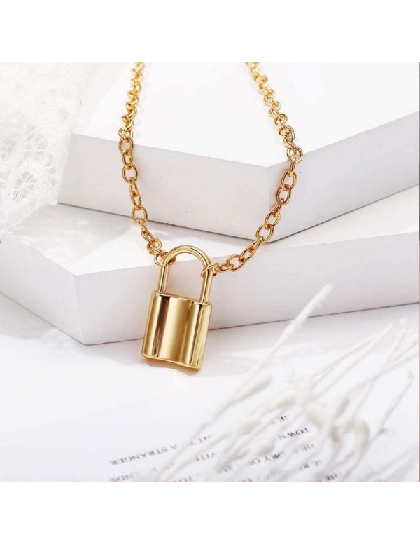 Jewels Galaxy Mesmerizing Lock Design Gold Plated Necklace For Women/Girls 44169