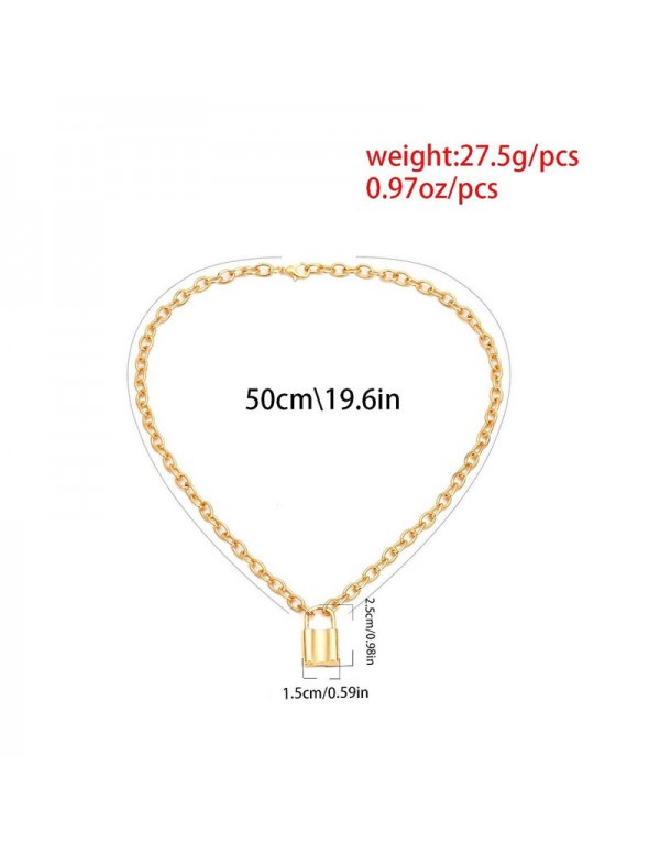 Jewels Galaxy Mesmerizing Lock Design Gold Plated Necklace For Women/Girls 44169