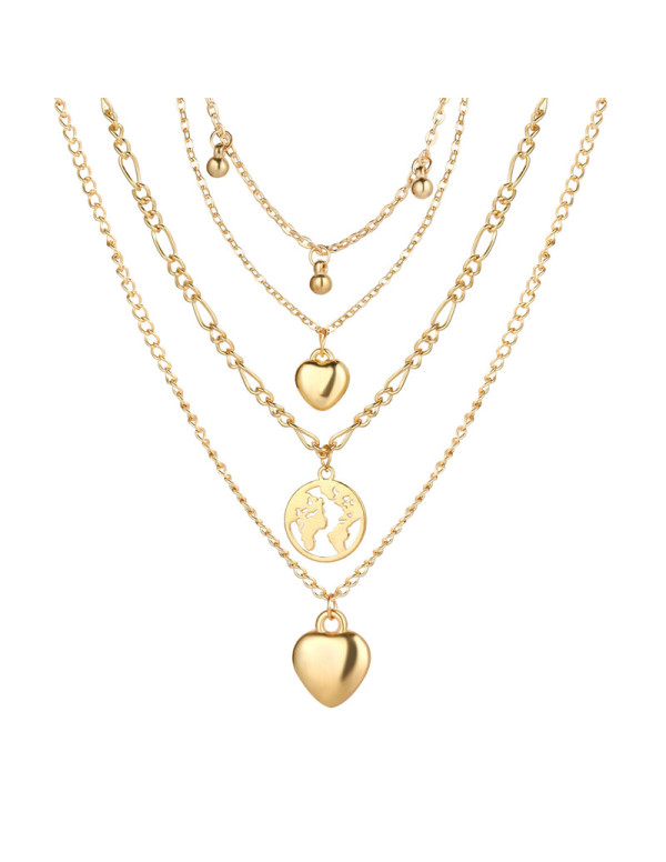 Jewels Galaxy Gracious Heart Design Gold Plated Multi Layers Chain Necklace For Women/Girls 44174