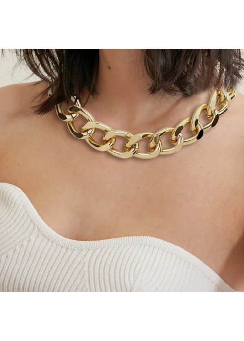 Stainless Steel 18k Gold Plated Golden Chunky Chain Necklace - Temu