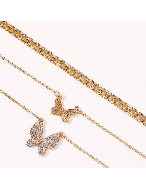 Jewels Galaxy AD Butterfly Multi Strand Gold Plated Necklace For Women/Girls 44192