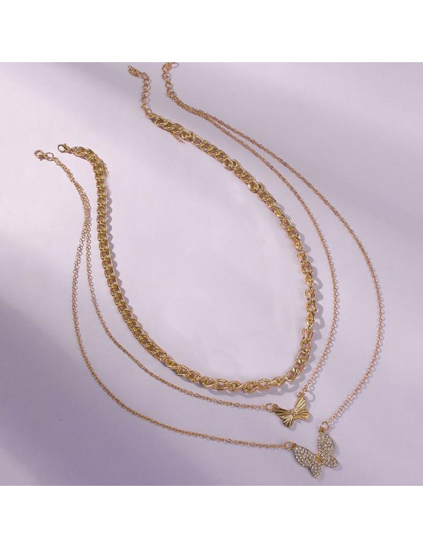 Jewels Galaxy AD Butterfly Multi Strand Gold Plated Necklace For Women/Girls 44192