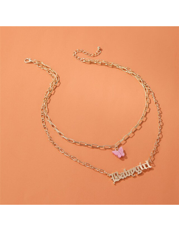 Jewels Galaxy Swanky Butterfly Babygirl Gold Plated Multi Strand Necklace For Women/Girls 44194