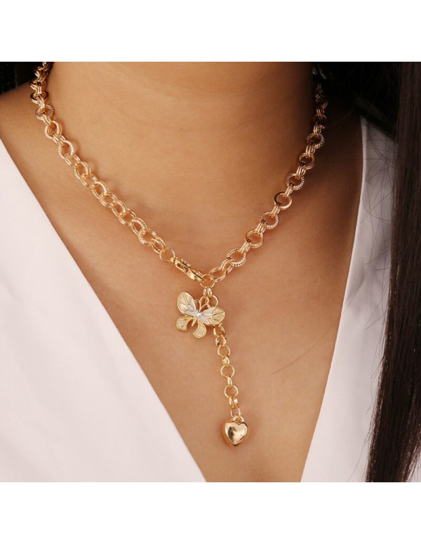 Jewels Galaxy Stunning Butterfly Heart Gold Plated...