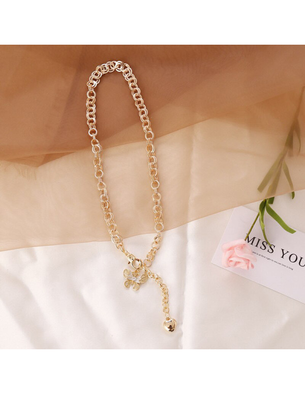 Jewels Galaxy Stunning Butterfly Heart Gold Plated Necklace For Women/Girls 44201