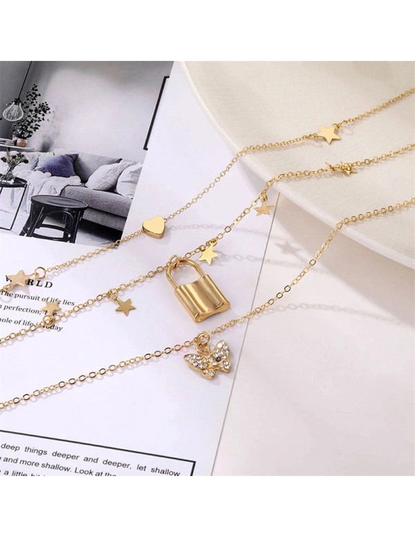 Jewels Galaxy Jewellery For Women Gold Plated Layered Necklace 44204