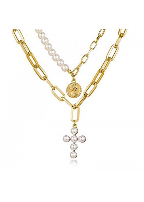 Jewels Galaxy Jewellery For Women Gold Plated Layered Necklace 44219