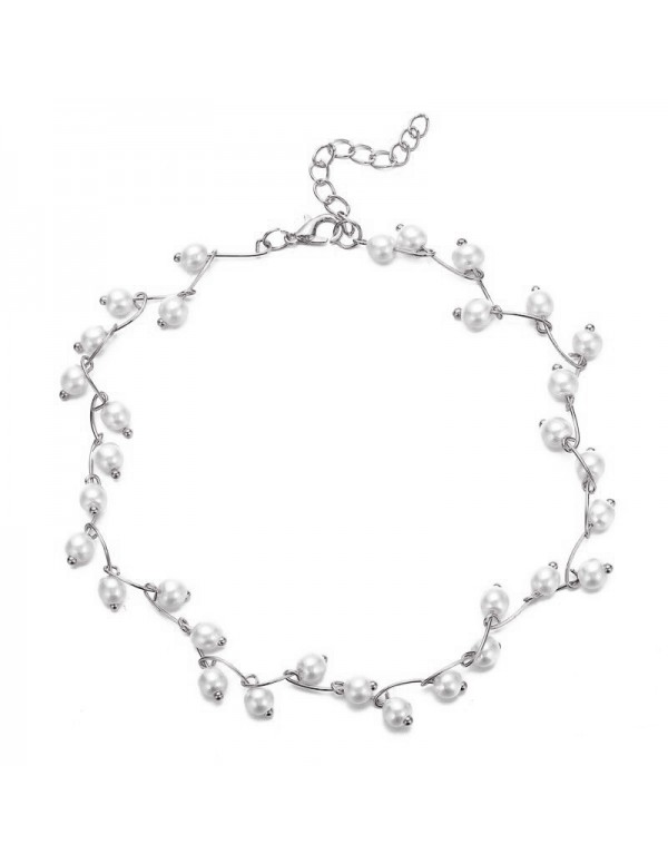 Jewels Galaxy Pearl Single Layer Silver Plated Nec...