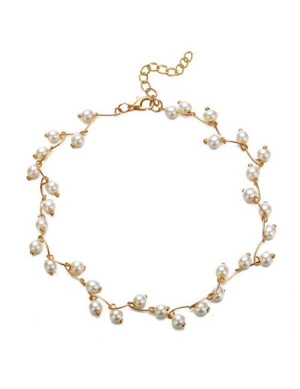 Jewels Galaxy Pearl Single Layer Gold Plated Neckl...