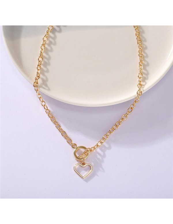 Jewels Galaxy Heart Gold Plated Single Chain Necklace Jewellery For Women 44231