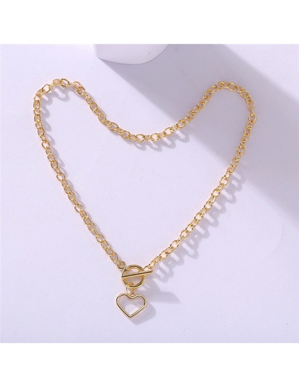 Jewels Galaxy Heart Gold Plated Single Chain Necklace Jewellery For Women 44231