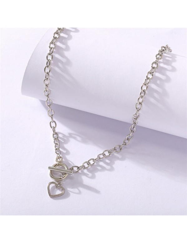 Jewels Galaxy Heart Silver Plated Single Chain Necklace Jewellery For Women 44232