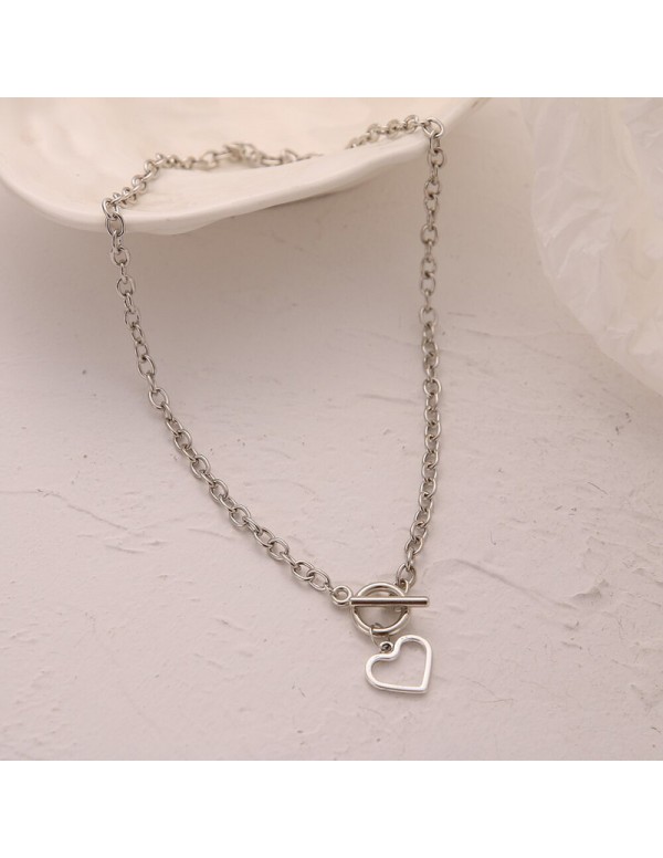 Jewels Galaxy Heart Silver Plated Single Chain Necklace Jewellery For Women 44232