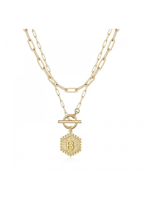 Jewels Galaxy Jewellery For Women Gold Plated Alphabetical "B" Layered Necklace