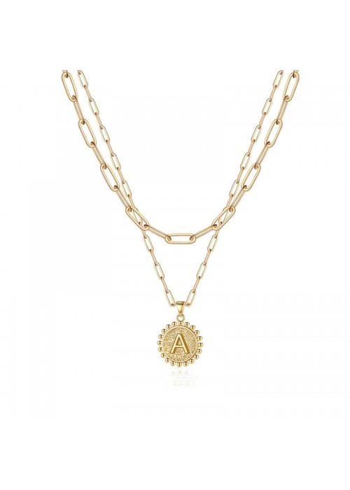Jewels Galaxy Jewellery For Women Gold Plated Alphabetical "A" Layered Necklace