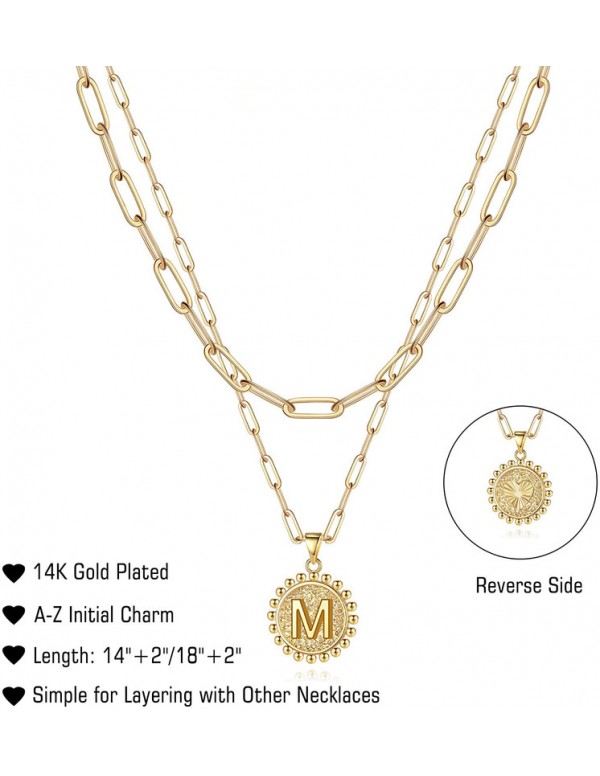 Jewels Galaxy Jewellery For Women Gold Plated Alphabetical "M" Layered Necklace