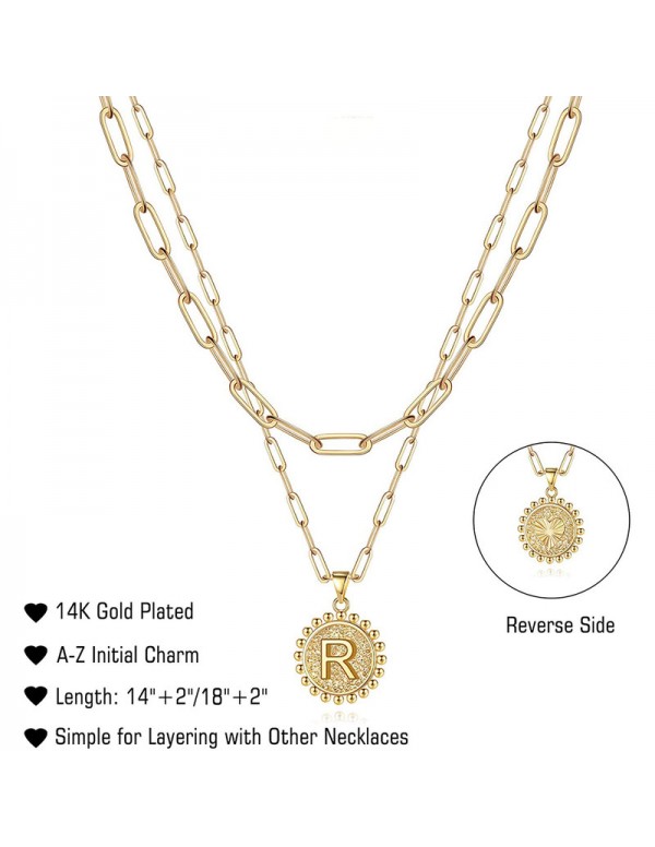 Jewels Galaxy Jewellery For Women Gold Plated Alphabetical "R" Layered Necklace