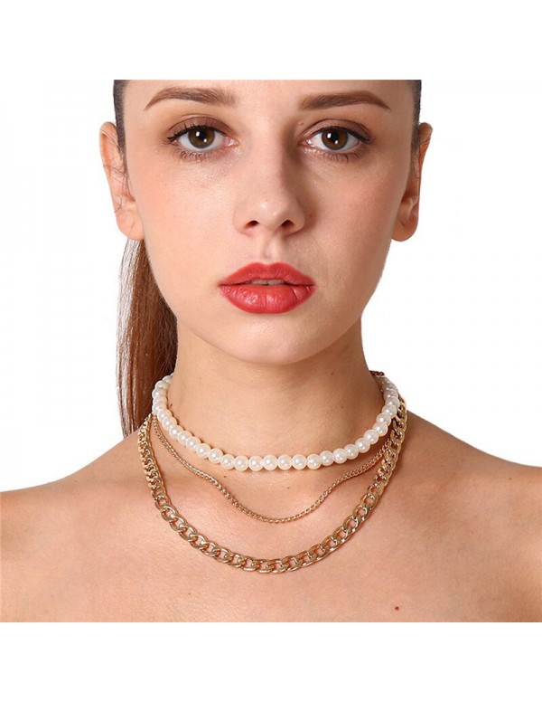 Jewels Galaxy Jewellery For Women Gold Plated Baroque Pearls Multi Layered Choker Necklace