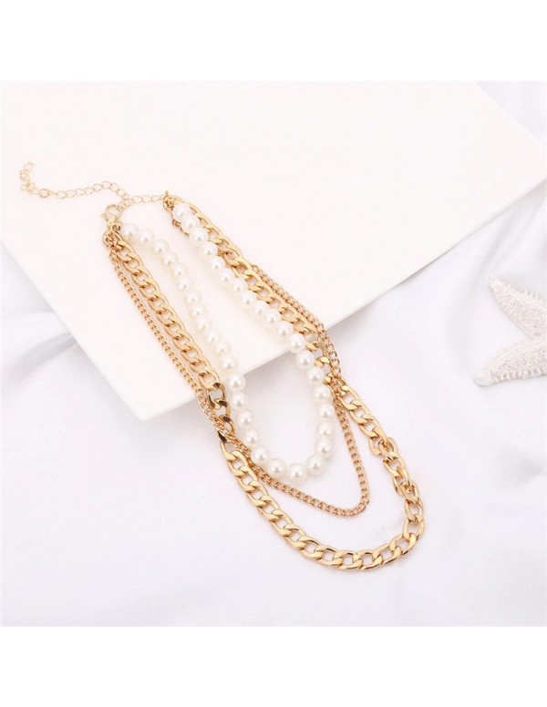 Jewels Galaxy Jewellery For Women Gold Plated Baroque Pearls Multi Layered Choker Necklace