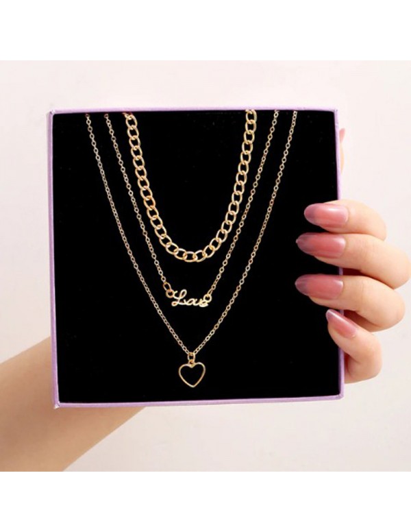 Jewels Galaxy Jewellery For Women Gold Plated Hearts inspired Layered Necklace