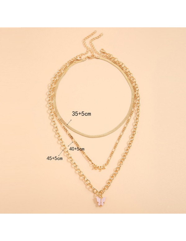 Jewels Galaxy Jewellery For Women Gold Plated "Angel" Layered Necklace with a Butterfly Pendant