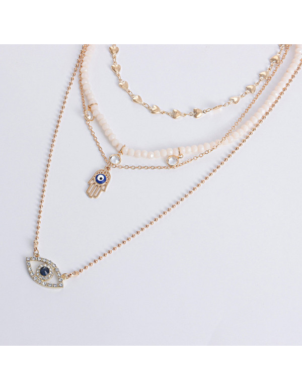 Jewels Galaxy Jewellery For Women Gold Plated Gold-Toned Evil Eye and Buddha Hand Layered Necklace