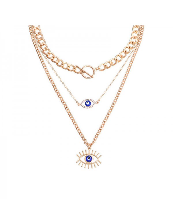 Jewels Galaxy Jewellery For Women Gold Plated Gold-Toned Evil Eye Layered Necklace