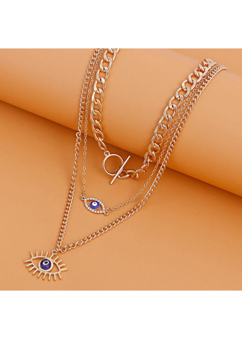 Jewels Galaxy Jewellery For Women Gold Plated Gold-Toned Evil Eye Layered Necklace