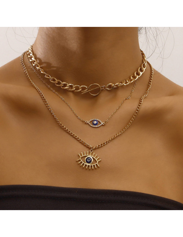 Jewels Galaxy Jewellery For Women Gold Plated Gold-Toned Evil Eye Layered Necklace