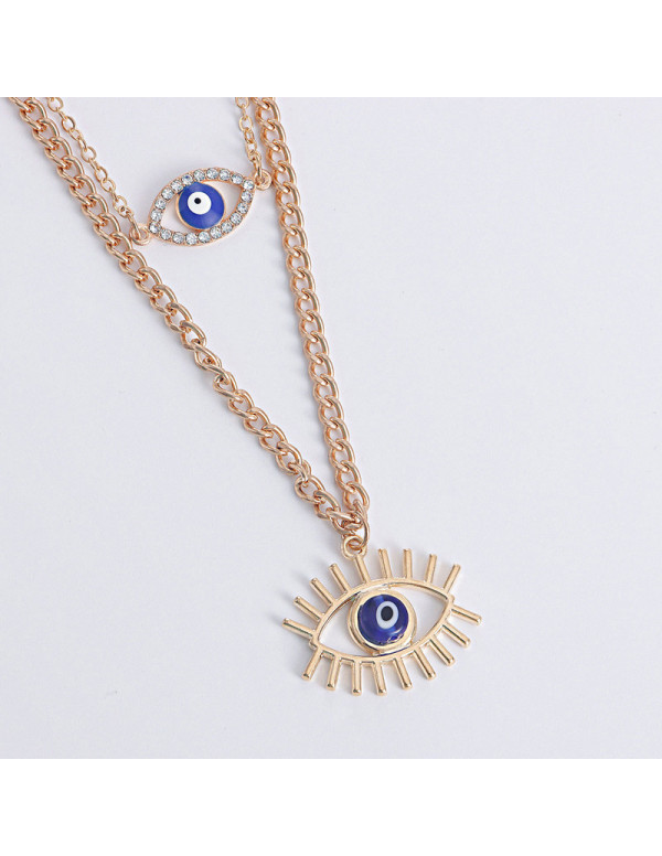 Jewels Galaxy Jewellery For Women Gold Plated Gold-Toned Evil Eye Layered Necklace