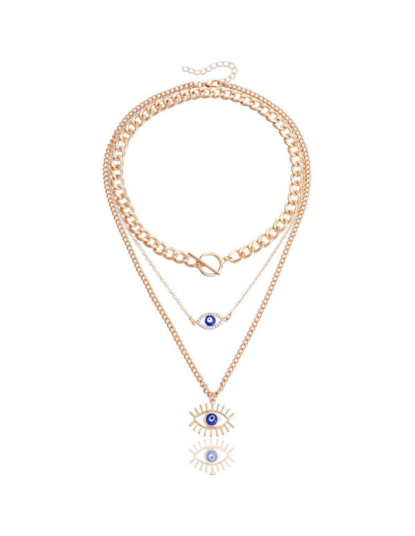 Jewels Galaxy Jewellery For Women Gold Plated Gold-Toned Evil Eye Layered Necklace