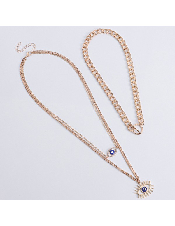 Jewels Galaxy Jewellery For Women Gold Plated Gold-Toned Evil Eye Layered Necklace