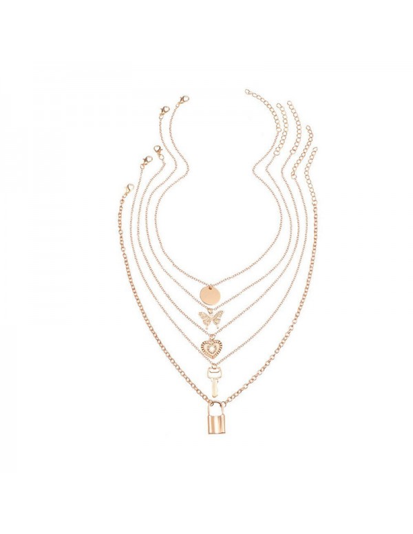 Jewels Galaxy Jewellery For Women Gold Plated Gold-Toned Combo Of 5 Trending Necklaces