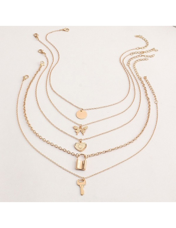 Jewels Galaxy Jewellery For Women Gold Plated Gold-Toned Combo Of 5 Trending Necklaces