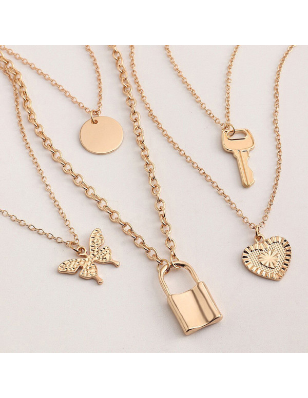 Jewels Galaxy Jewellery For Women Gold Plated Gold-Toned Combo Of 5 Trending Necklaces