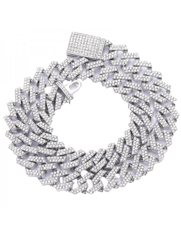 Jewels Galaxy Miami Link Silver Plated Stainless Steel Cuban Necklace