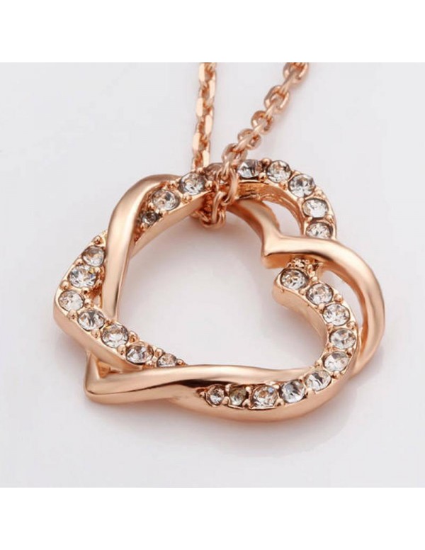 Jewels Galaxy Delicate American Diamond Heart Inspired Rose Gold Splendid Pendant For Women/Girls 48002