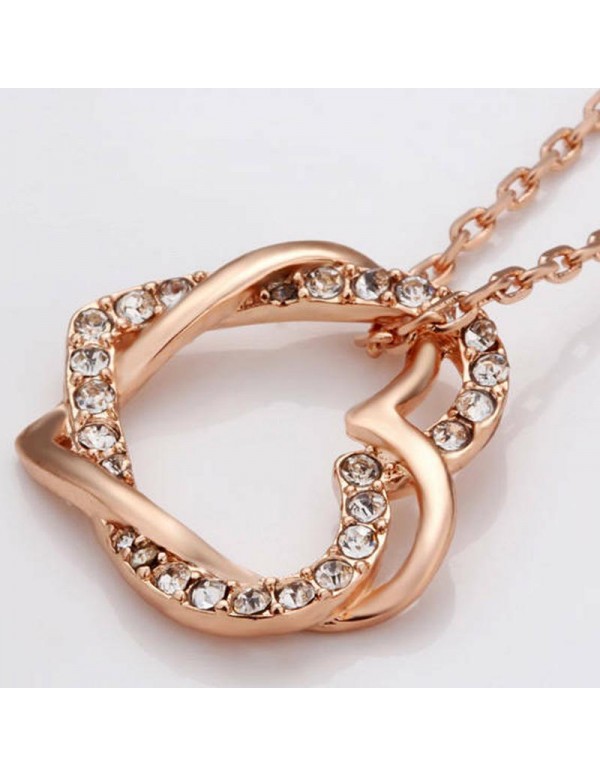 Jewels Galaxy Delicate American Diamond Heart Inspired Rose Gold Splendid Pendant For Women/Girls 48002
