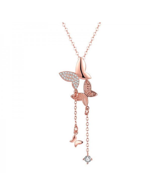 Jewels Galaxy Adorable Zircon Butterfly Rose Gold ...