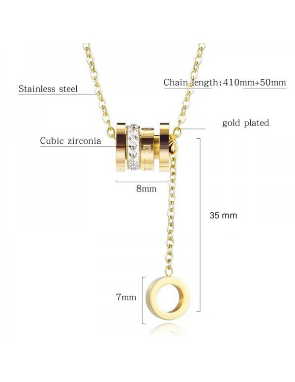 Jewels Galaxy Gold Plated Stainless Steel Cubic Zirconia Pendant with Hanging Loop