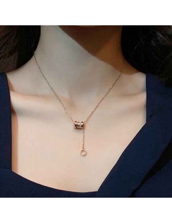 Jewels Galaxy Rose Gold Plated Stainless Steel Cubic Zirconia Pendant with Hanging Loop