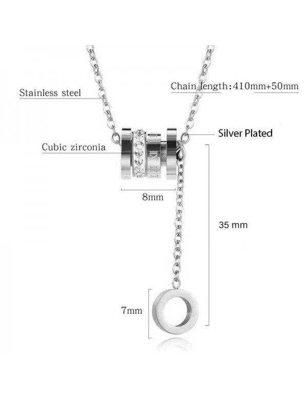 Jewels Galaxy Silver Plated Stainless Steel Anti Tarnish Cubic Zirconia Pendant with Hanging Loop