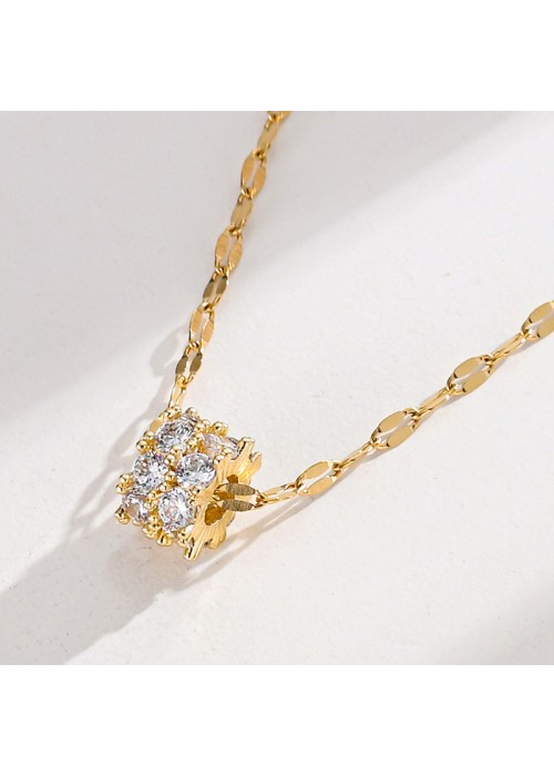 Jewels Galaxy Gold Plated Stainless Steel CZ embedded Pendant with Rope Chain