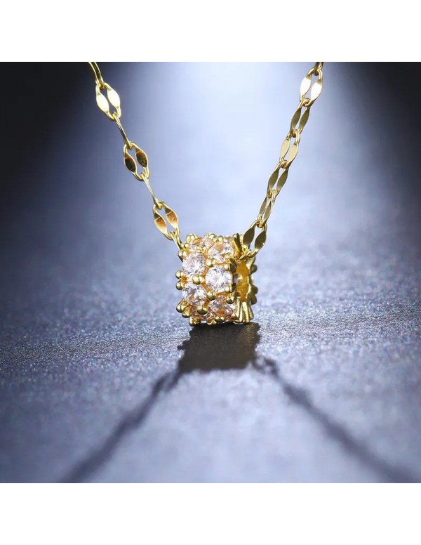 Jewels Galaxy Gold Plated Stainless Steel CZ embedded Pendant with Rope Chain