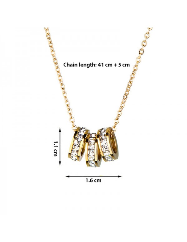 Jewels Galaxy Gold Plated Stainless Steel Anti Tarnish CZ Cylindrical Pendant with 3 Loops
