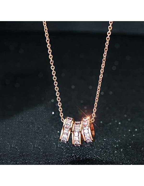 Jewels Galaxy Rose Gold Plated Stainless Steel CZ ...