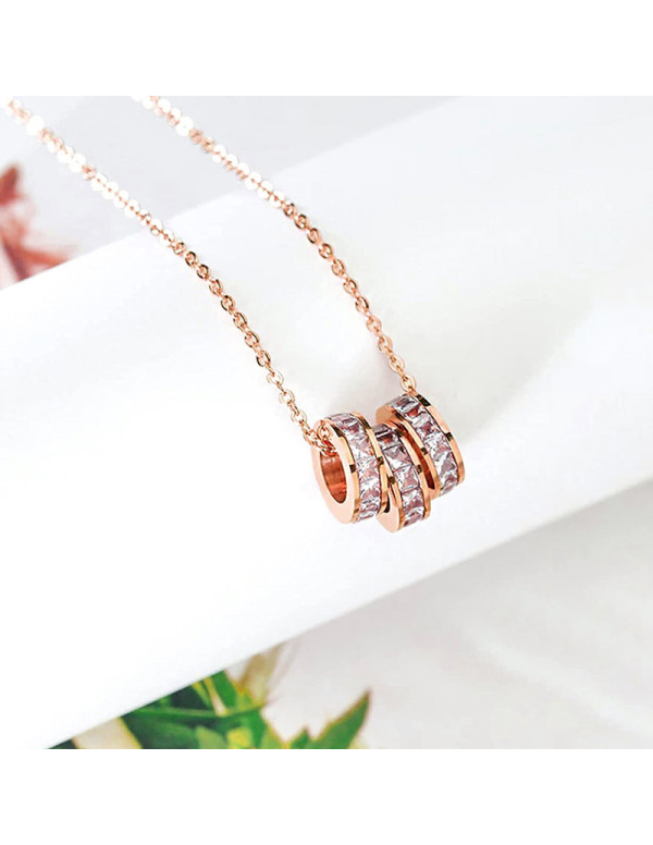 Jewels Galaxy Rose Gold Plated Stainless Steel CZ ...